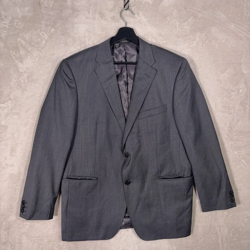 Saks Fifth Avenue Black Blazer Mens 42 Gray Ermenegildo Zegna Cloth Sport Coat